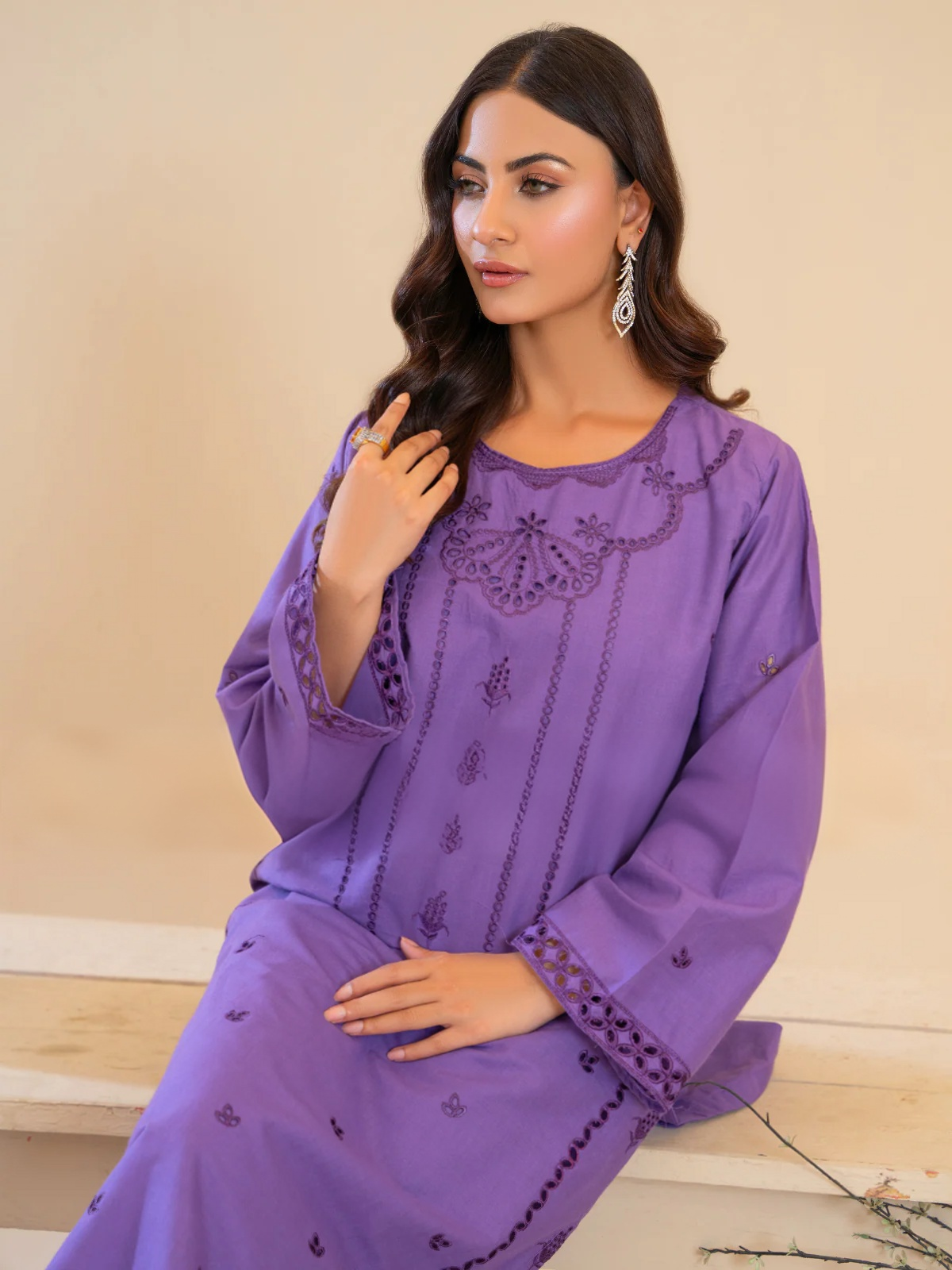 Elara (2-peice) Stitched with Embroidery on Shirt | By Ainoor