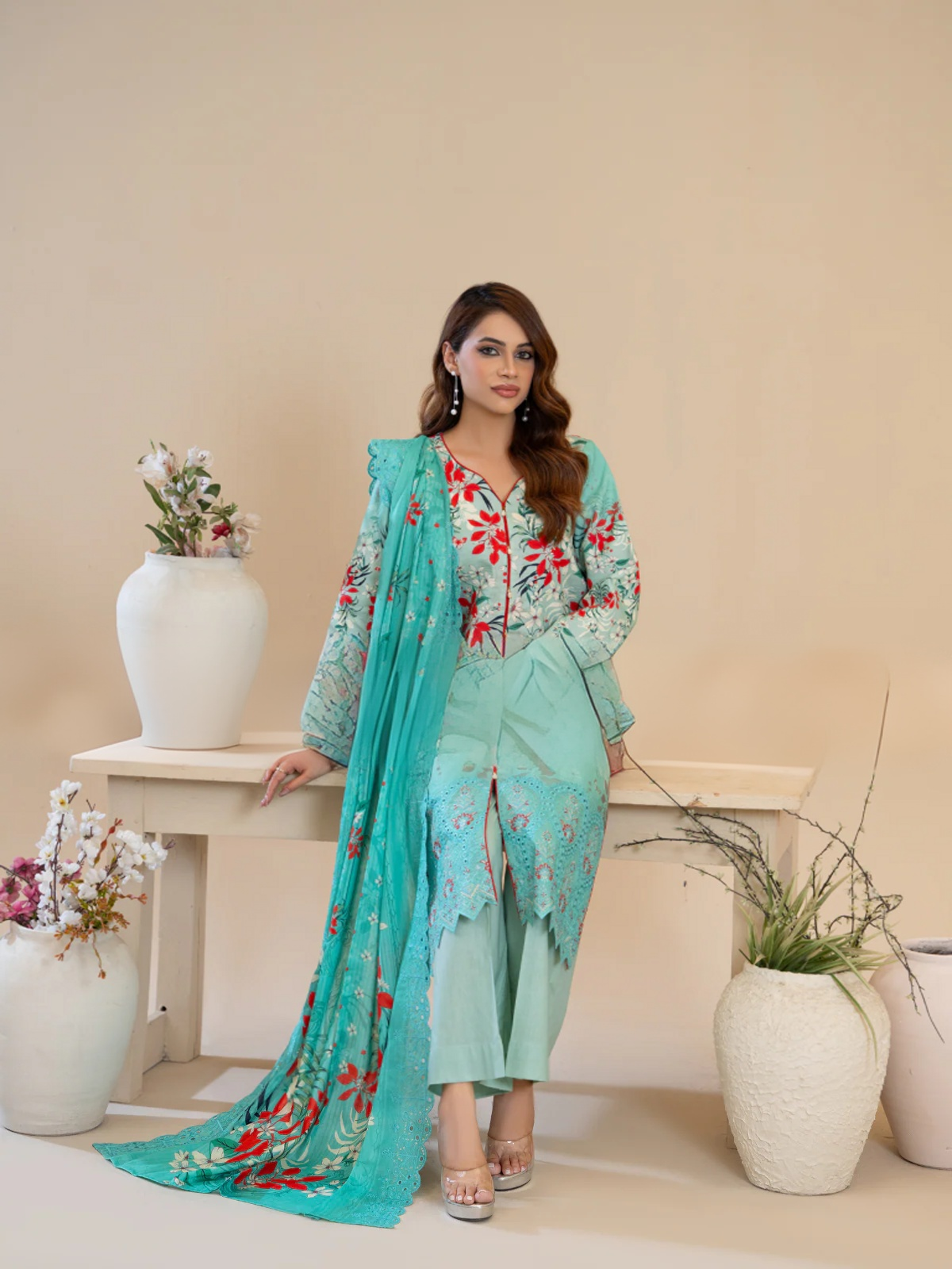 Laraib (3-peice) Stitched ,Cutwork & Embroidered | By Ainoor