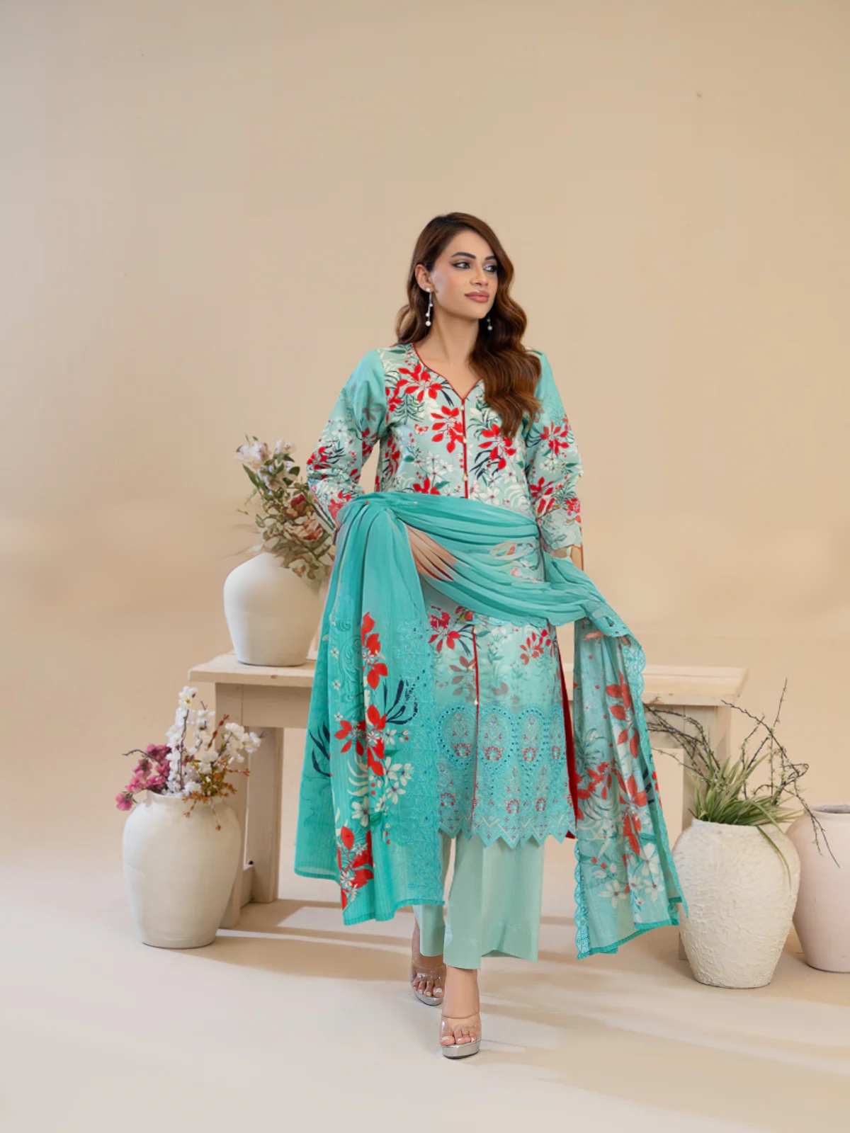 Laraib (3-peice) Stitched ,Cutwork & Embroidered | By Ainoor