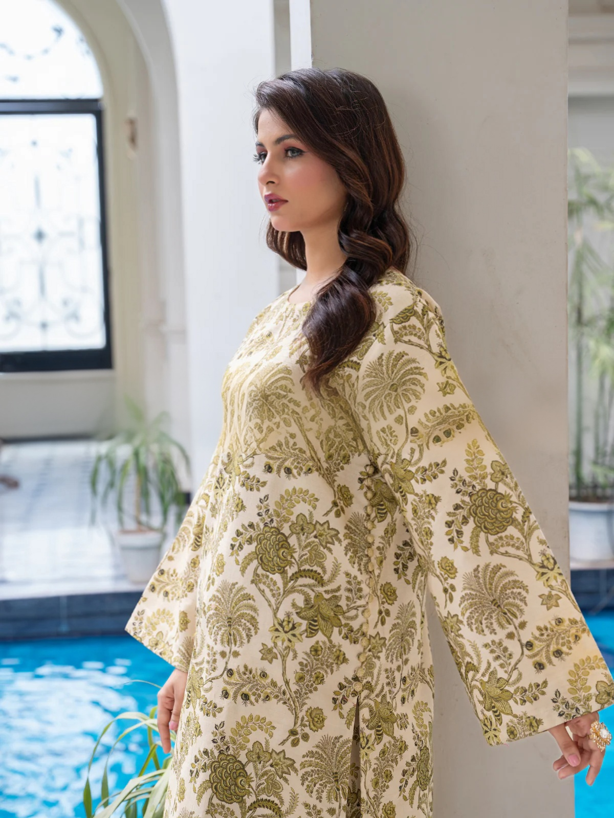 Olive (Stitched 2 peice ) Doriya lawn- Edition | By Ainoor