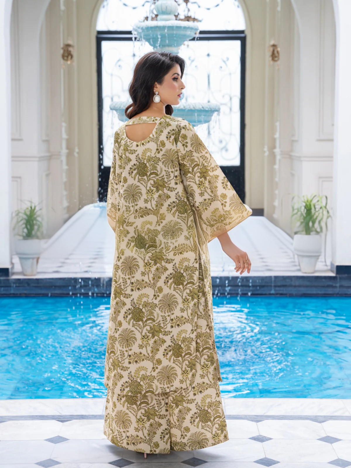 Olive (Stitched 2 peice ) Doriya lawn- Edition | By Ainoor