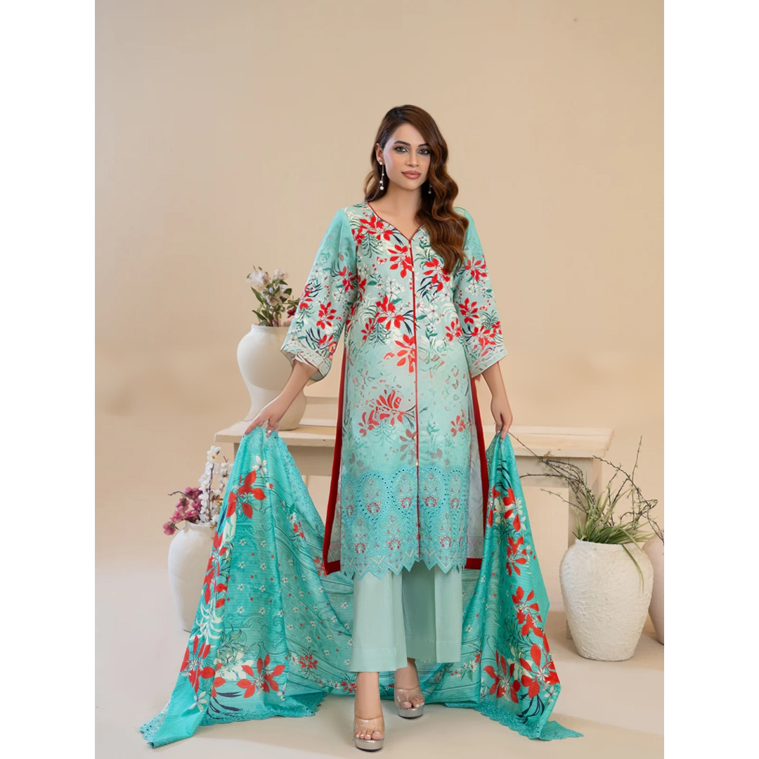 Laraib (3-peice) Stitched ,Cutwork & Embroidered | By Ainoor