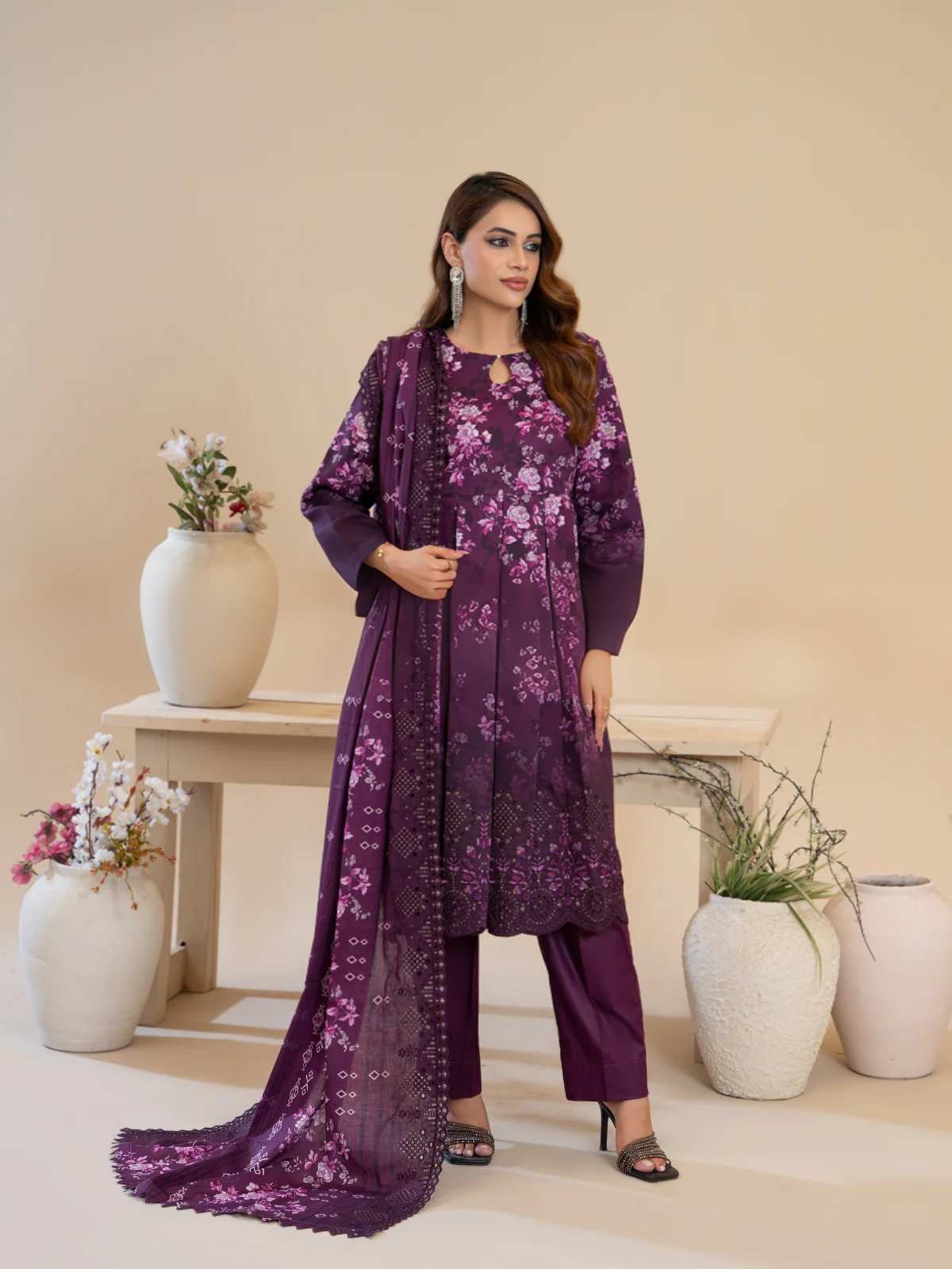 Mahru (3-peice) Stitched ,Cut work & Embroidered | By Ainoor