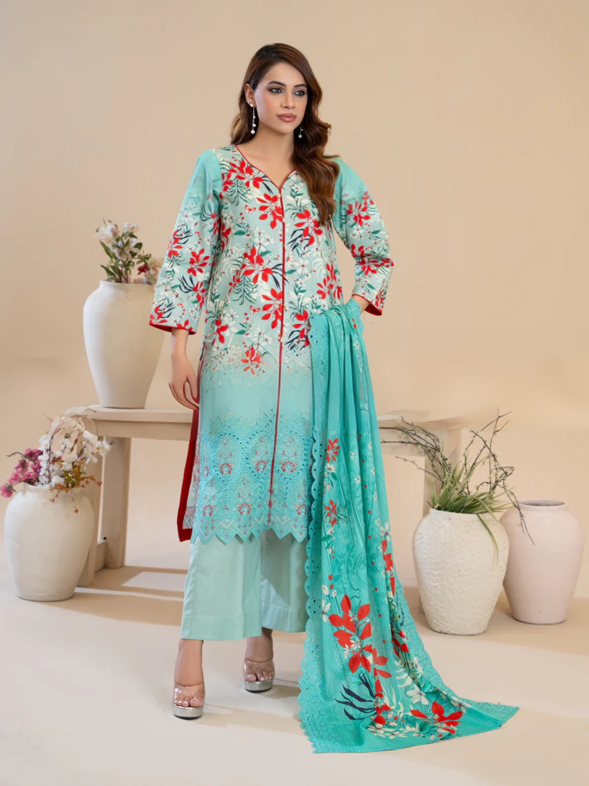 Laraib (3-peice) Stitched ,Cutwork & Embroidered | By Ainoor