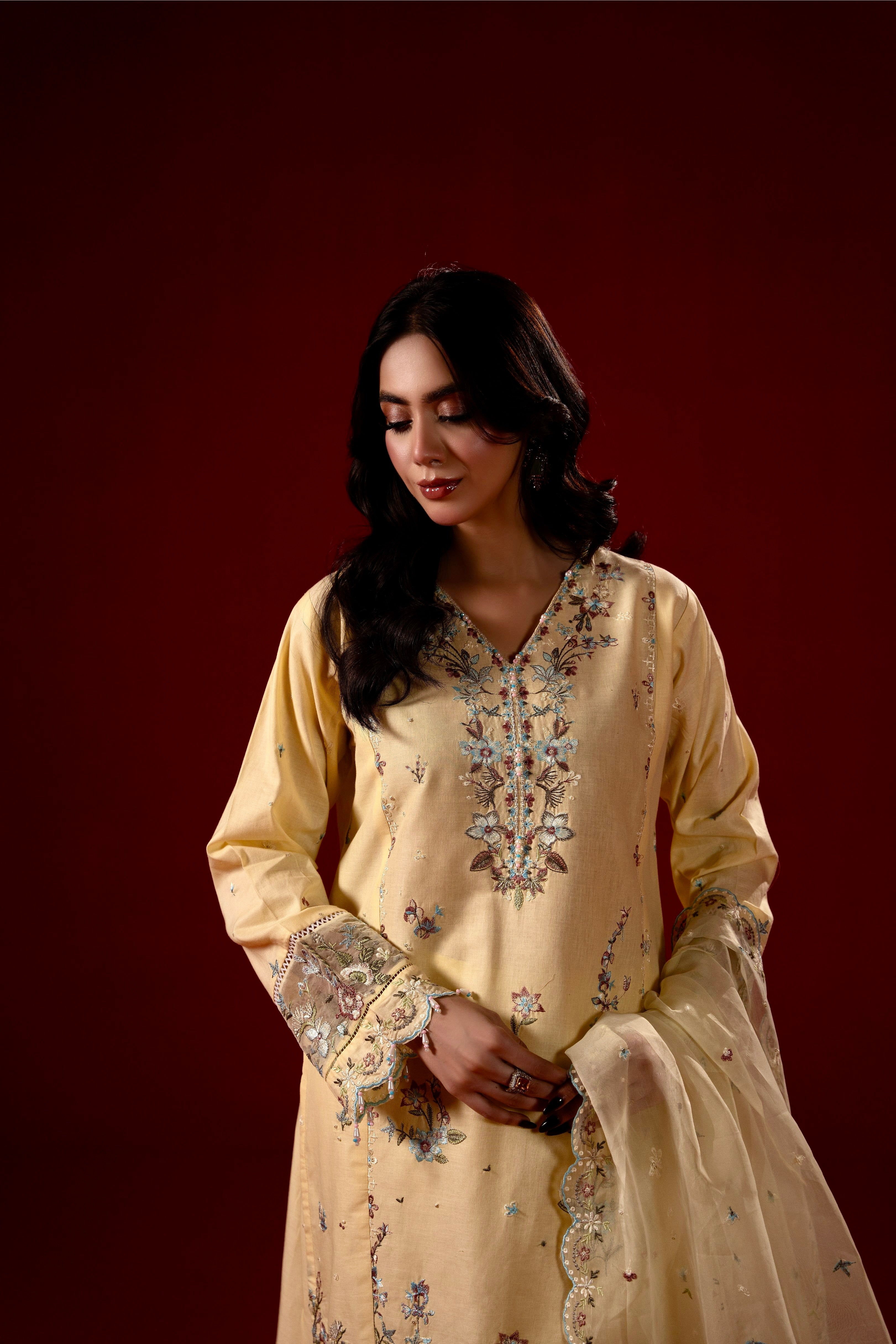 Soft Yellow Festive 3pc | By Ainoor