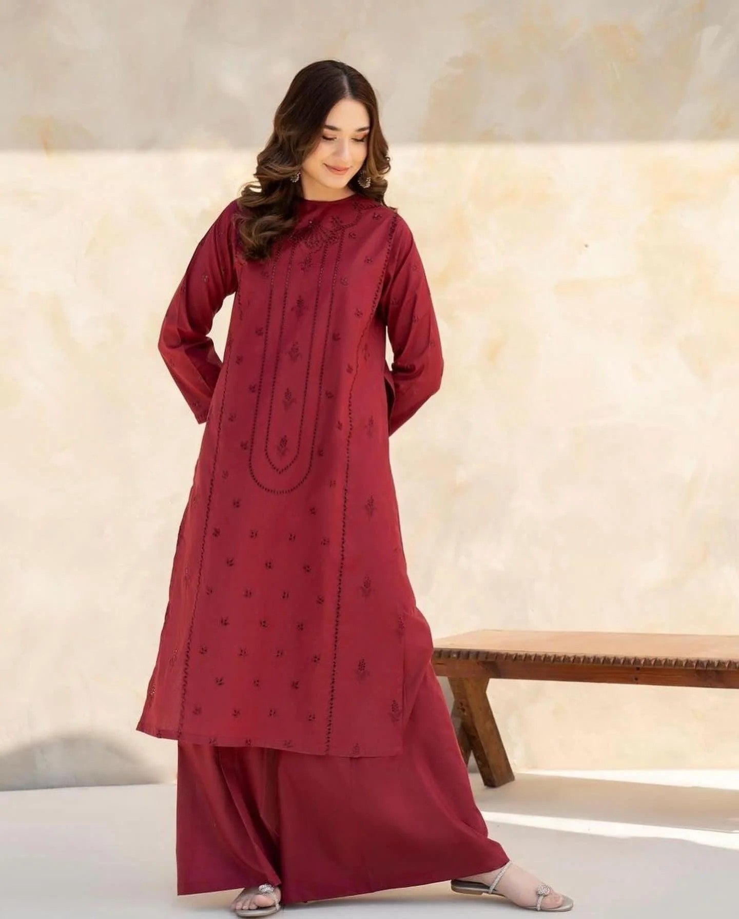 Elara-Ruby Edition (2-peice) EMBOIRIDERY | By Ainoor
