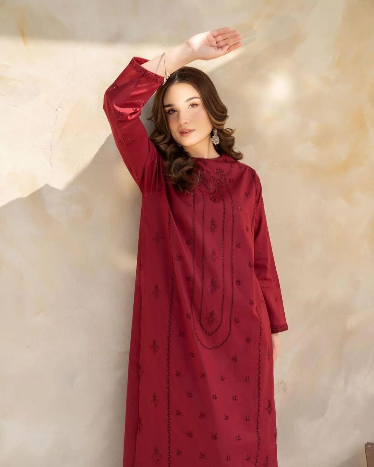 Elara-Ruby Edition (2-peice) EMBOIRIDERY | By Ainoor