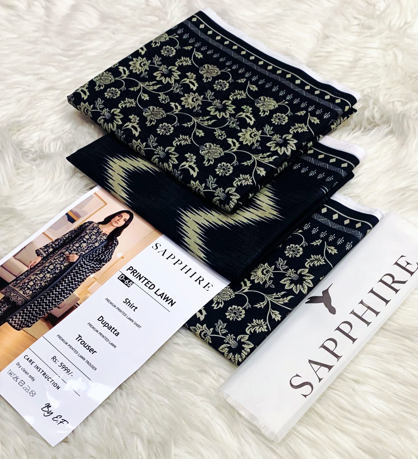Sapphire Premium Printed Lawn 3PC Suit