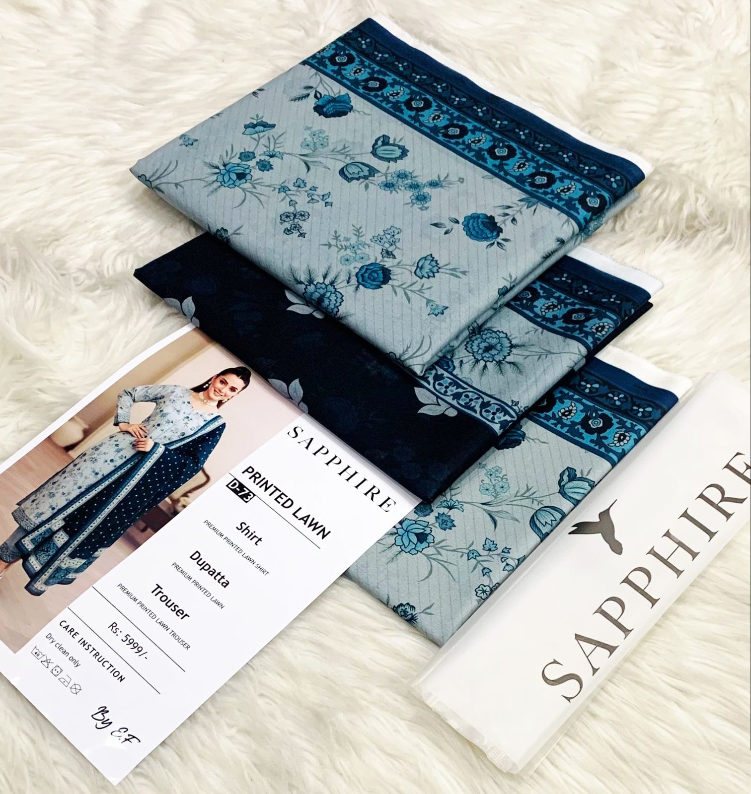 Sapphire Premium Printed Lawn 3PC Suit
