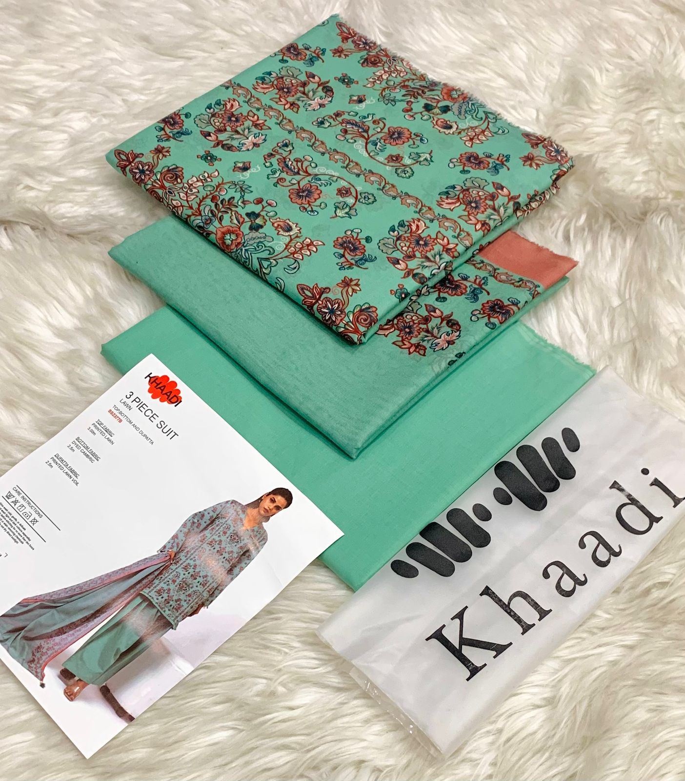 Khaadi Printed Lawn 3 Piece Suit – Floral Shirt with Printed Dupatta